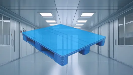 Hygienic Plastic Pallet with clean room background.webp