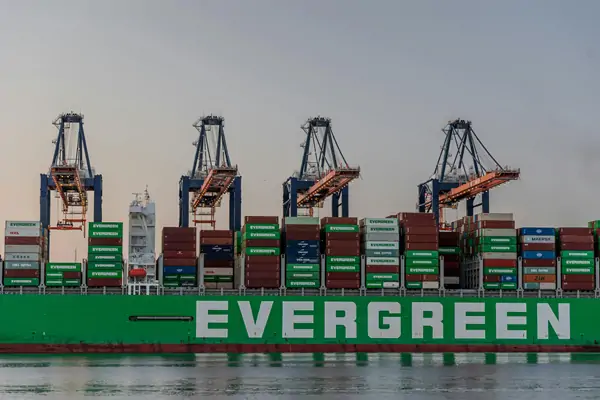 Container ship parked in port.webp