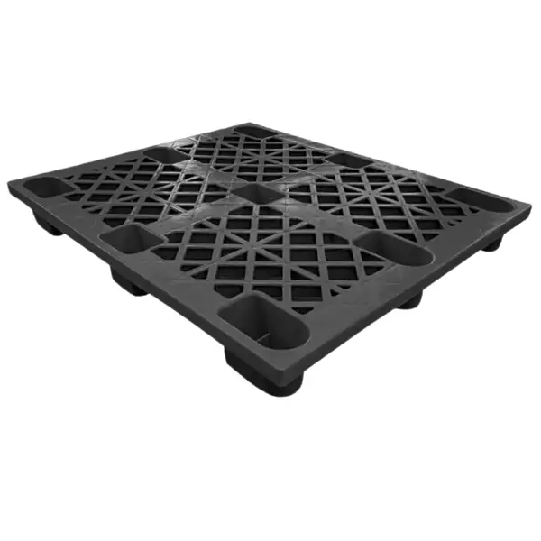 1200x1000x140mm black single-use plastic pallet with 9-leg