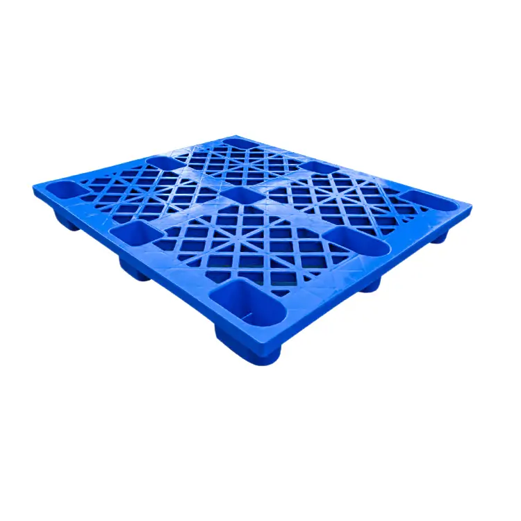 1200x1000x140mm blue single-use plastic pallet with 9-leg