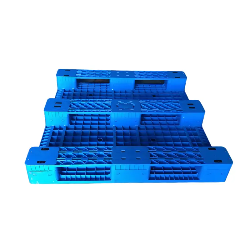 4-way forklift accessing 1200x1200mm plastic pallet