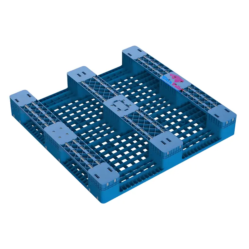 bottom view 1200x1200mm blue rackable plastic pallet