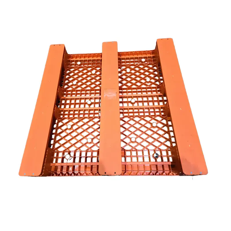 Heavy-duty 1200x1200x165mm rackable plastic pallet with steel reinforcement.