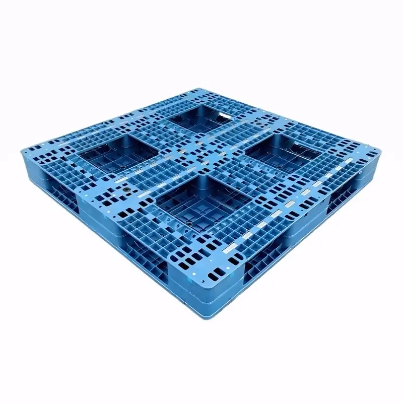 bottom view of 1200x1200mm plastic pallet with closed deck design