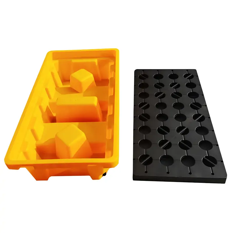 Economic spill pallet with removable grating surface for easy cleaning