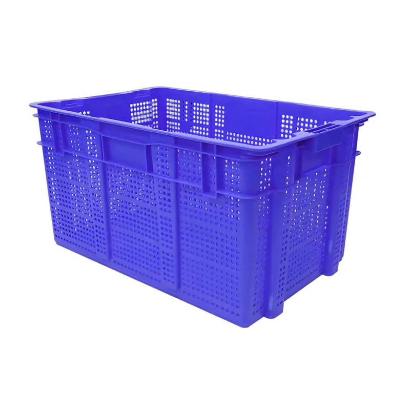 Nestable and stackable plastic basket in blue