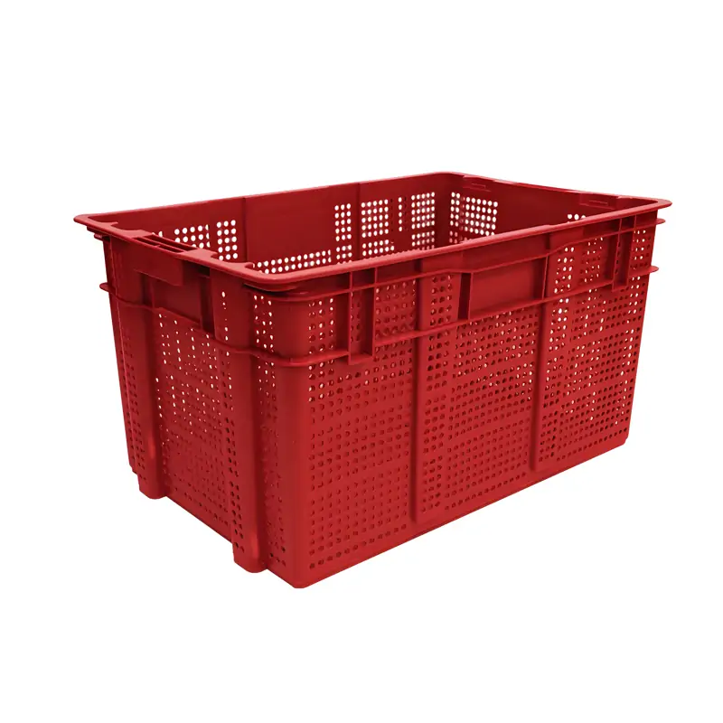 Nestable and stackable plastic basket in red
