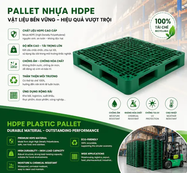 HDPE là gì? Đặc tính và ứng dụng nhựa HDPE trong sản xuất pallet công nghiệp
